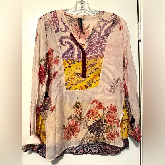 Aratta Tops - Aratta Silent Journey cream sheer blouse size L